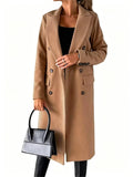 Long Double-Breasted Wool Trench Coat for Women 5