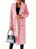 Long Double-Breasted Wool Trench Coat for Women 4