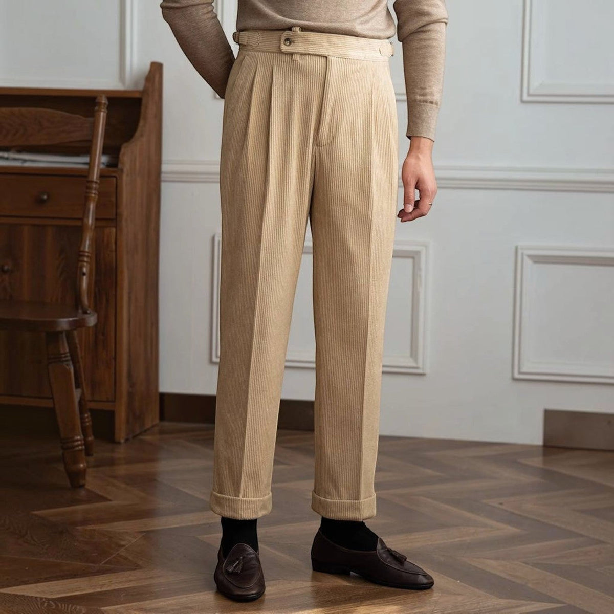 Arthur | Pleated Corduroy Trousers for Men
