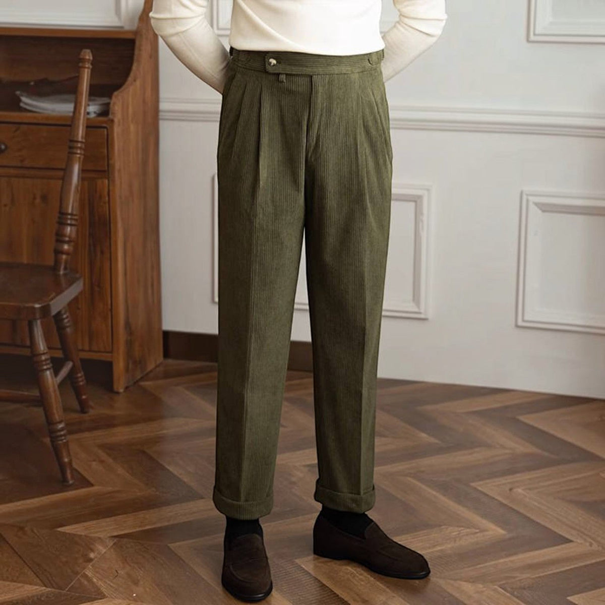 Arthur | Pleated Corduroy Trousers for Men
