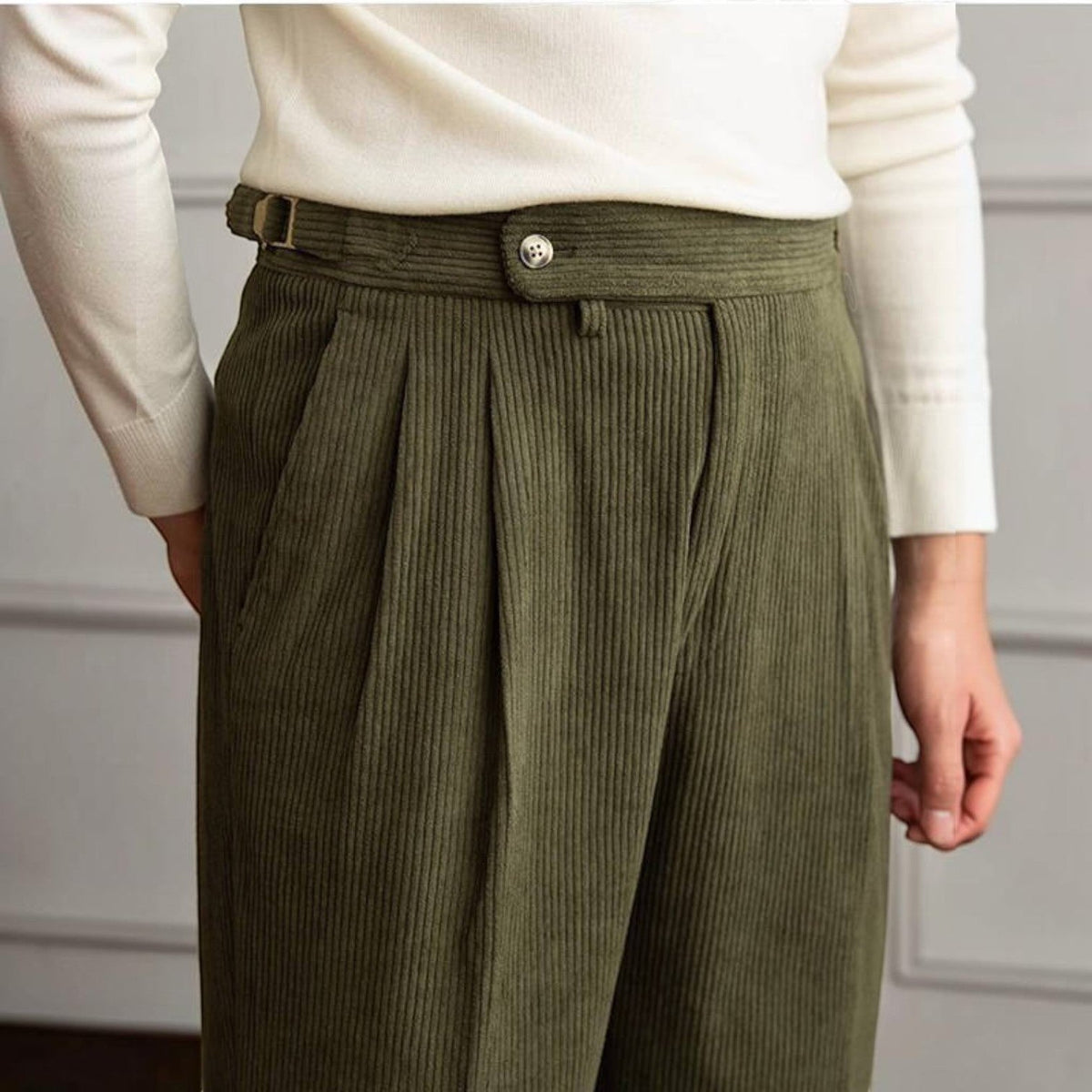 Arthur | Pleated Corduroy Trousers for Men