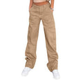 Women's Cargo Trousers, High Waisted Wide Leg with 6 Pockets 4