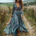 Bohemian Embroidered Maxi Dress for Women 3