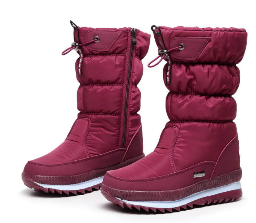 Women's Waterproof Snow Boots, Sealed Seams Mid-Calf Drawstring