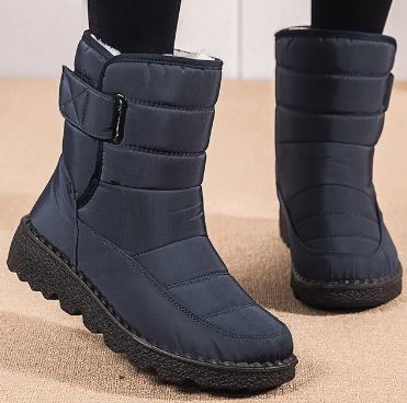 Women's Quilted Winter Boots, Strap Detail Lug Sole