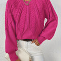 Britta | Cropped Cable Knit Crew Neck Sweater for Women 11