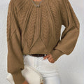 Britta | Cropped Cable Knit Crew Neck Sweater for Women 12