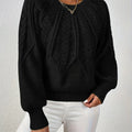 Britta | Cropped Cable Knit Crew Neck Sweater for Women 7