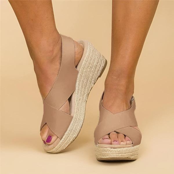 Espadrille Wedge Sandals with Cross Straps for Women
