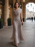 Cowl-Neck Ruched Draped Maxi Dress 3