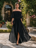 Pleated Chiffon Off-Shoulder Maxi Dress 5
