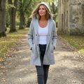 Women's Long Hooded Cardigan, Button Front with Pockets 5