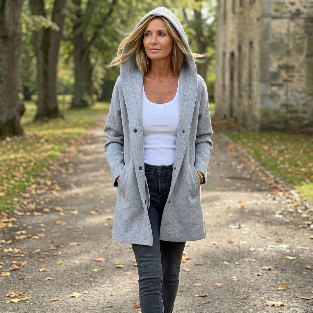 Women's Long Hooded Cardigan, Button Front with Pockets