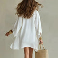 Linen 3 Piece Set V-Neck Top Drawstring Shorts Kimono 3
