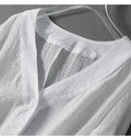 Linen Blouse V-Neck Batwing Sleeves Loose Fit Summer 2