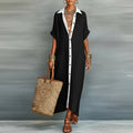 Linen Maxi Shirt Dress Short Sleeve Button Down Relaxed Fit 5