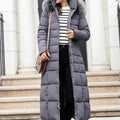 Women's Long Puffer Coat, Faux Fur Hood Quilted 6