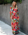 Women's Boho Floral Wrap Maxi Dress 1