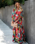 Women's Boho Floral Wrap Maxi Dress 3