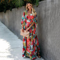 Women's Boho Floral Wrap Maxi Dress 4