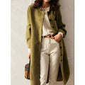 Women's Button-Front Long Jacket with Pockets 1