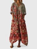 Maxi Dress Cotton Paisley Print Boho Oversized Pockets 2