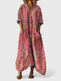 Maxi Dress Cotton Paisley Print Boho Oversized Pockets 4