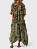 Maxi Dress Cotton Paisley Print Boho Oversized Pockets 5
