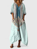 Maxi Dress Cotton Paisley Print Boho Oversized Pockets 6