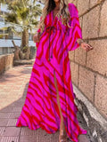 Maxi Dress Abstract Print V-Neck Kimono Sleeve Split 3