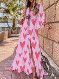 Maxi Dress Abstract Print V-Neck Kimono Sleeve Split 5