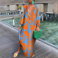 Maxi Kaftan Dress Abstract Print V-Neck Cover-Up 2