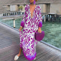 Maxi Kaftan Dress Abstract Print V-Neck Cover-Up 3