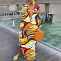 Maxi Kaftan Dress Abstract Print V-Neck Cover-Up 5