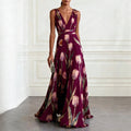 Maxi Wrap Dress Chiffon Deep V-Neck Sleeveless Floor Length 4