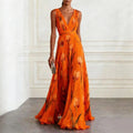 Maxi Wrap Dress Chiffon Deep V-Neck Sleeveless Floor Length 5