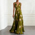 Maxi Wrap Dress Chiffon Deep V-Neck Sleeveless Floor Length 6