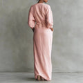 Maxi Wrap Dress Bodycon Deep V-Neck Long Sleeve 2