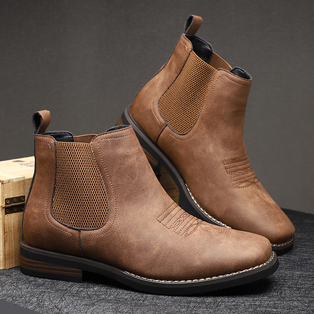 Kieran | Square Toe Pull-On Chelsea Boots for Men
