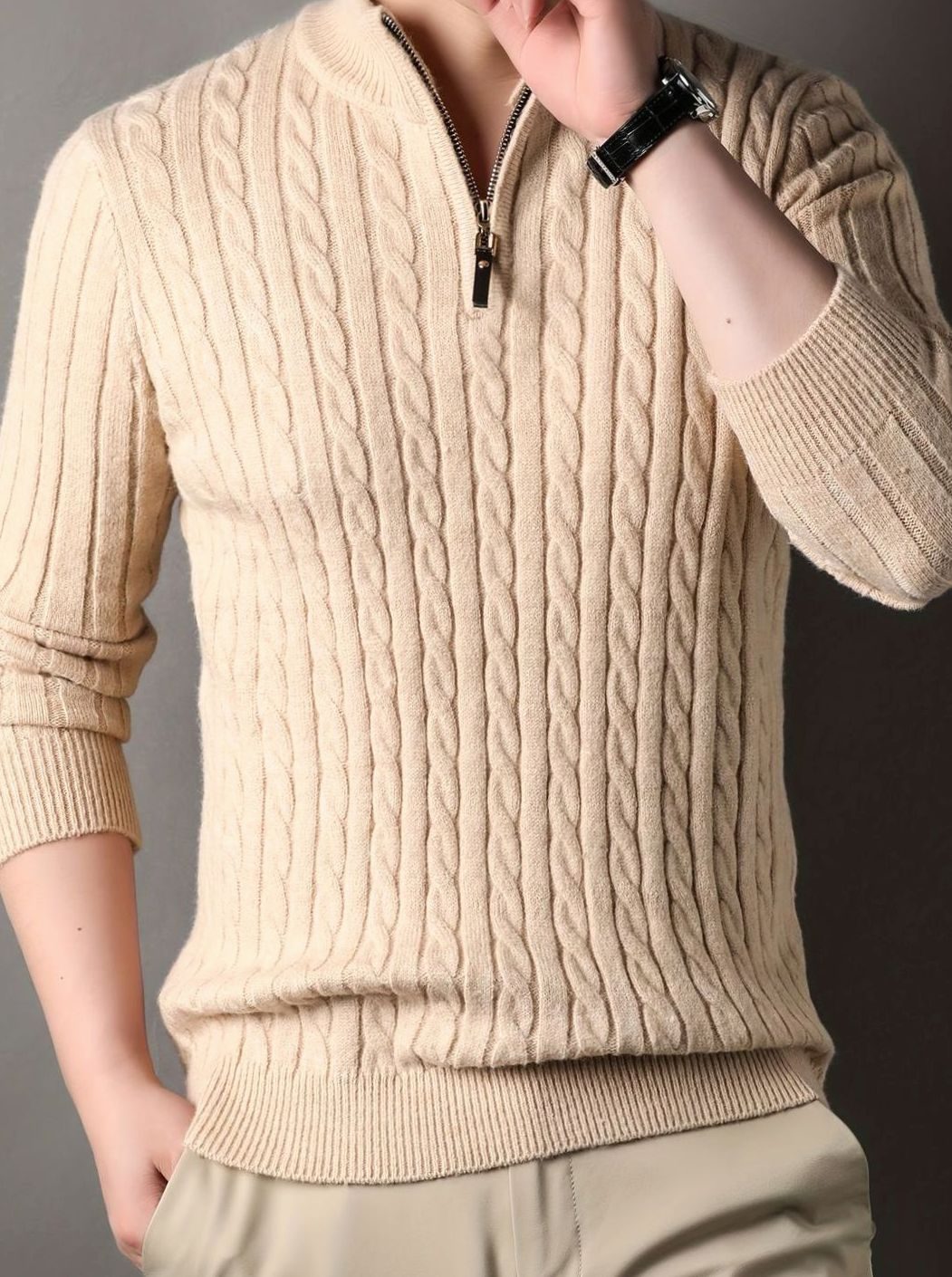 Aiden | Cable Knit Half-Zip Sweater for Men