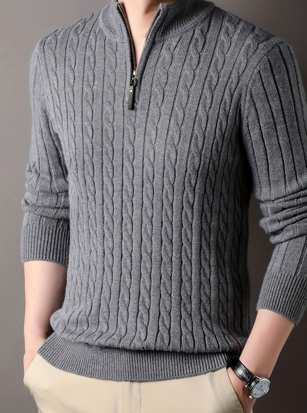 Aiden | Cable Knit Half-Zip Sweater for Men