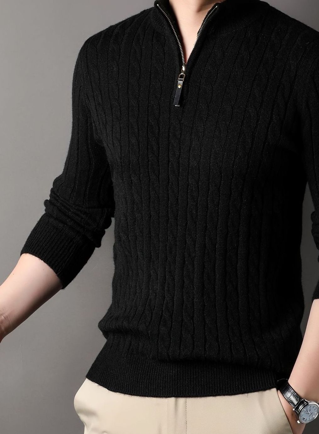 Aiden | Cable Knit Half-Zip Sweater for Men