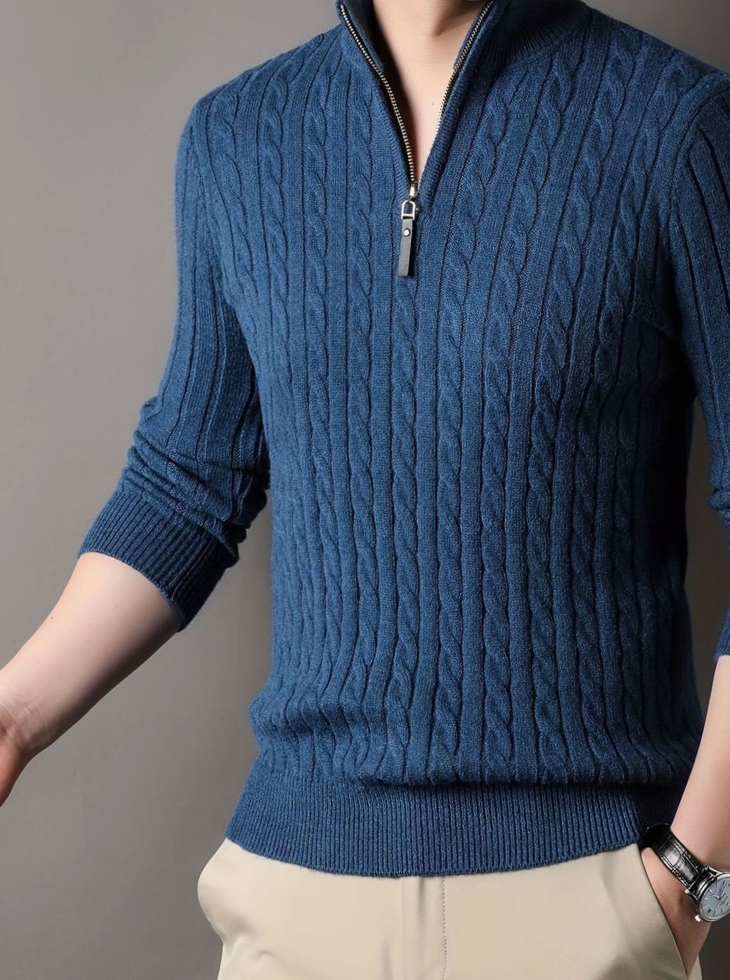 Aiden | Cable Knit Half-Zip Sweater for Men