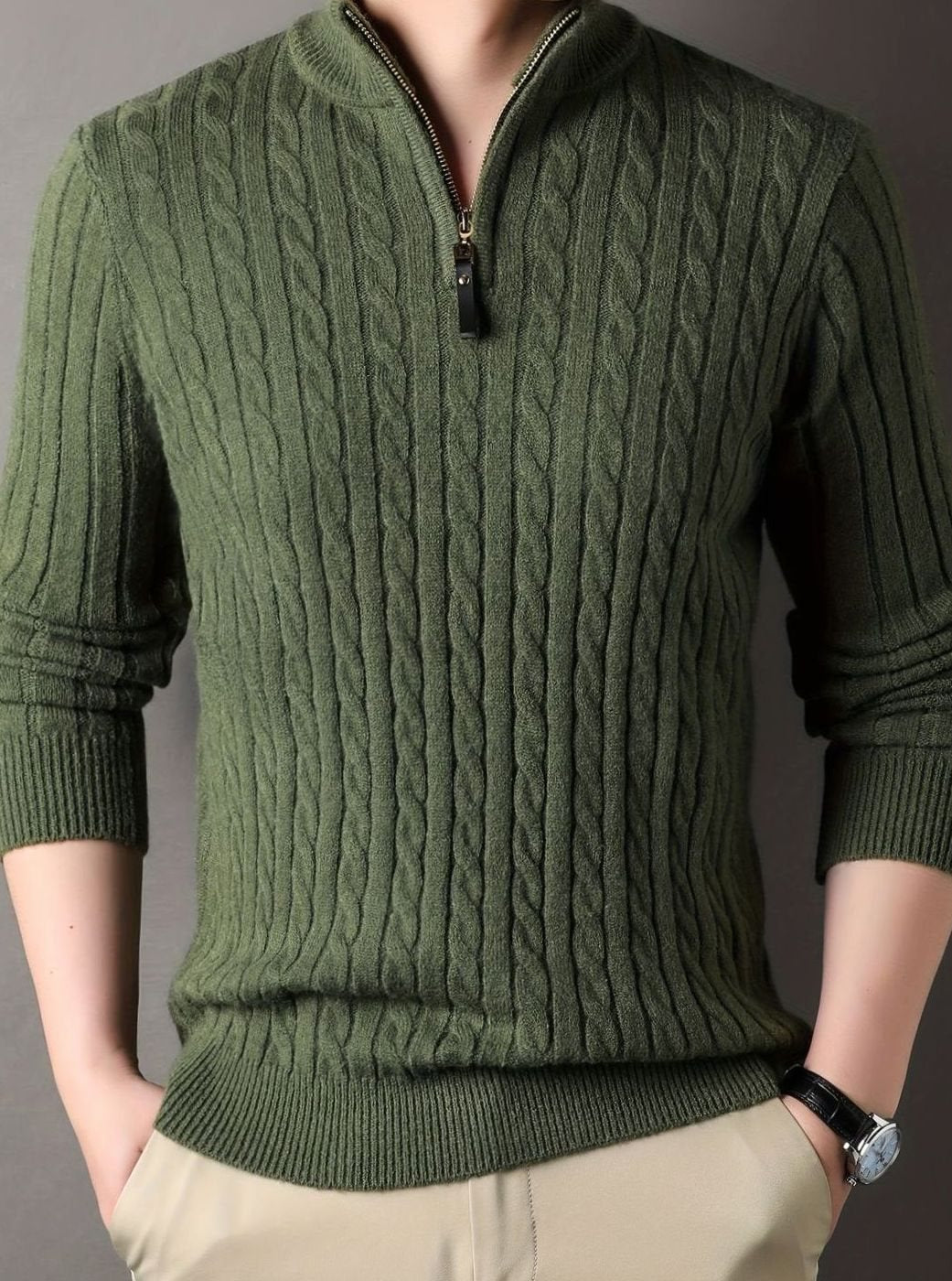 Aiden | Cable Knit Half-Zip Sweater for Men