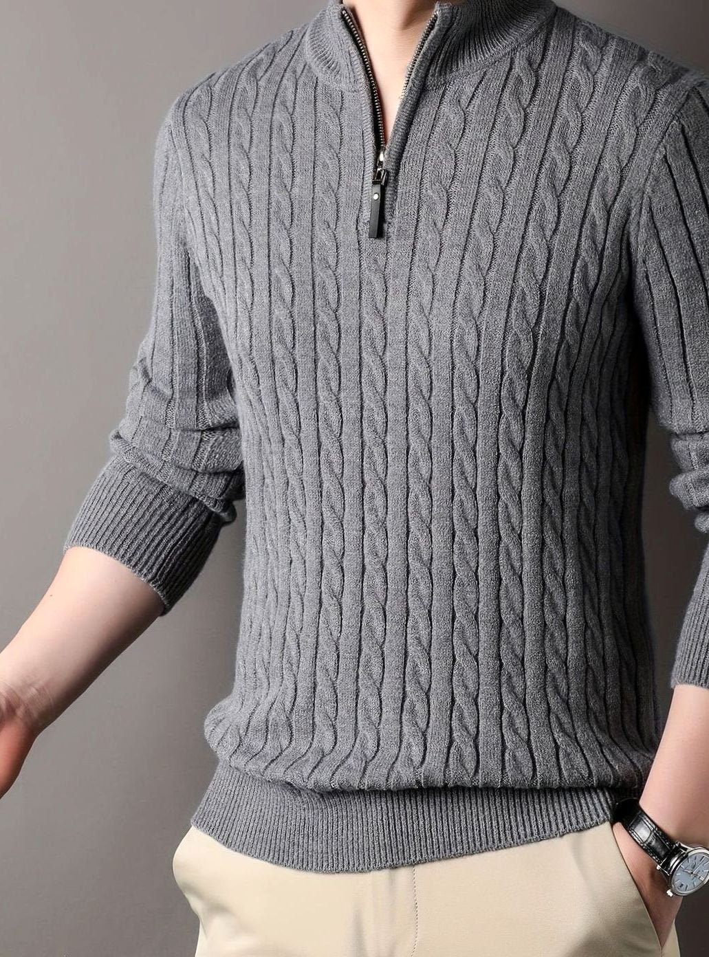 Aiden | Cable Knit Half-Zip Sweater for Men