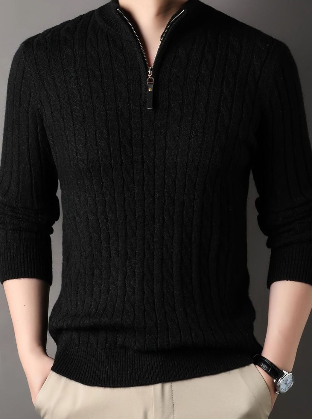 Aiden | Cable Knit Half-Zip Sweater for Men