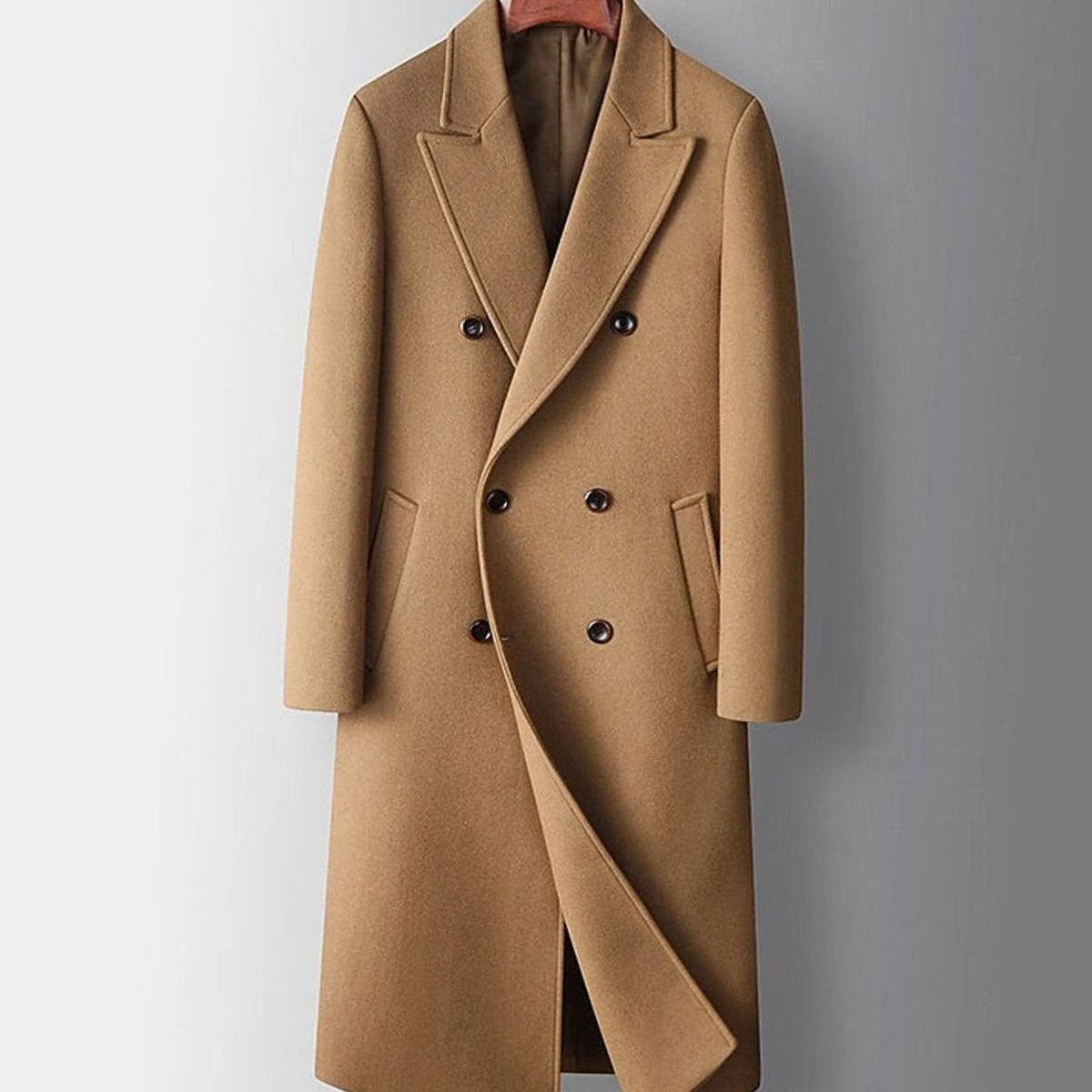 Henry | Double-Breasted Long Wool Overcoat for Men