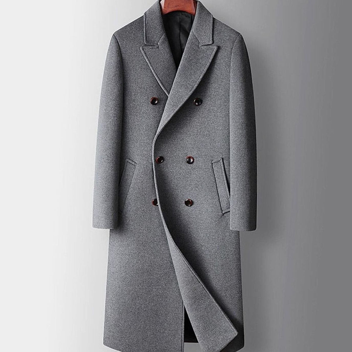 Henry | Double-Breasted Long Wool Overcoat for Men