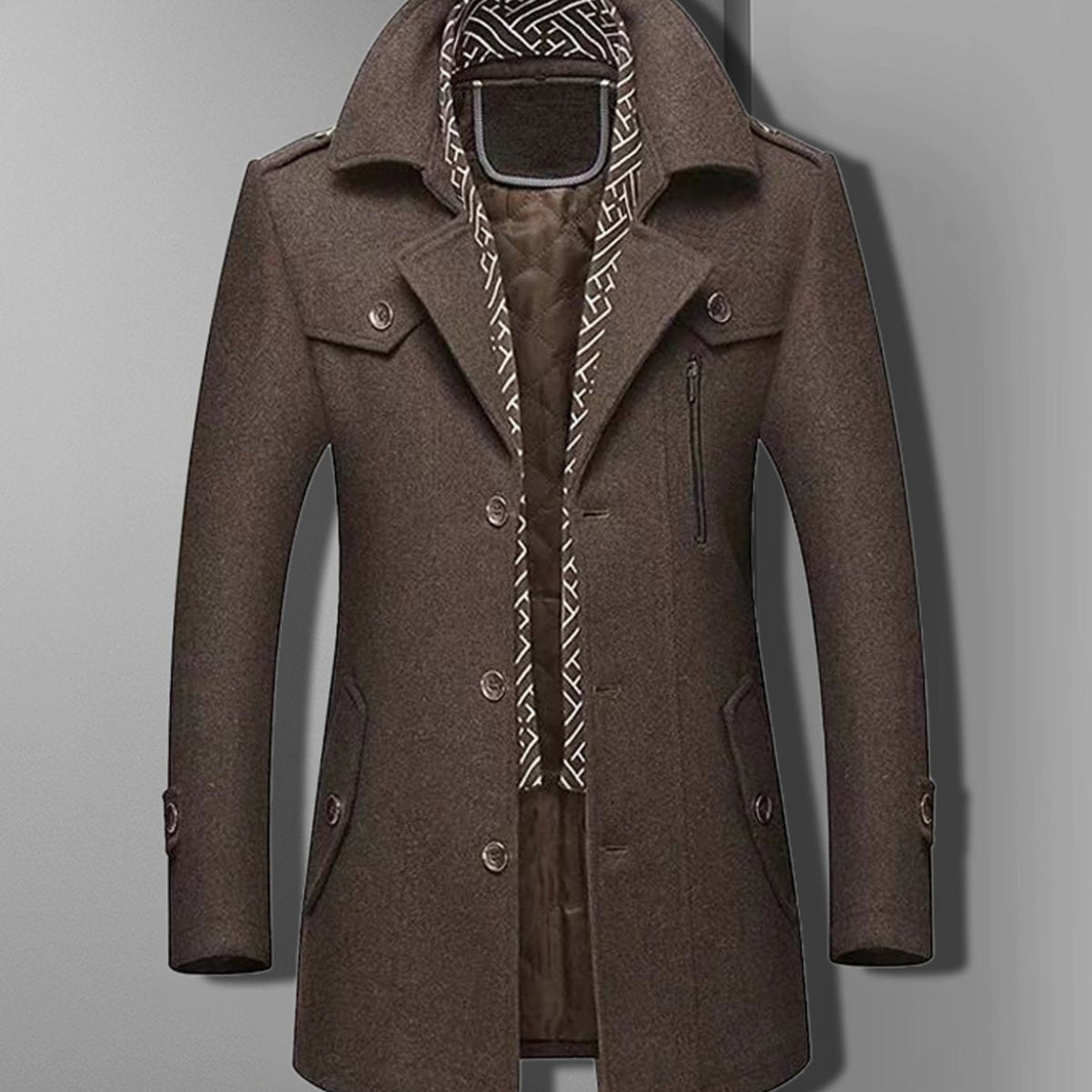 Spencer | Military Double-Breasted Wool-Blend Overcoat for Men