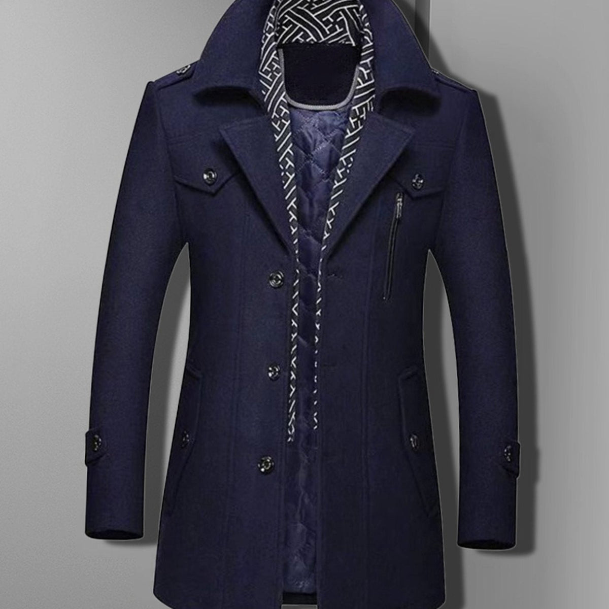 Spencer | Military Double-Breasted Wool-Blend Overcoat for Men